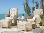 Lounge Set mit Tisch und Ottomane 2-Sitzer PONZA Polyrattan Beige