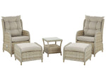 Lounge Set mit Tisch und Ottomane 2-Sitzer PONZA Polyrattan Beige