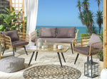 Lounge Set mit Tisch 4-Sitzer FOBELLO Polyrattan Beige