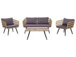 Lounge Set mit Tisch 4-Sitzer FOBELLO Polyrattan Beige