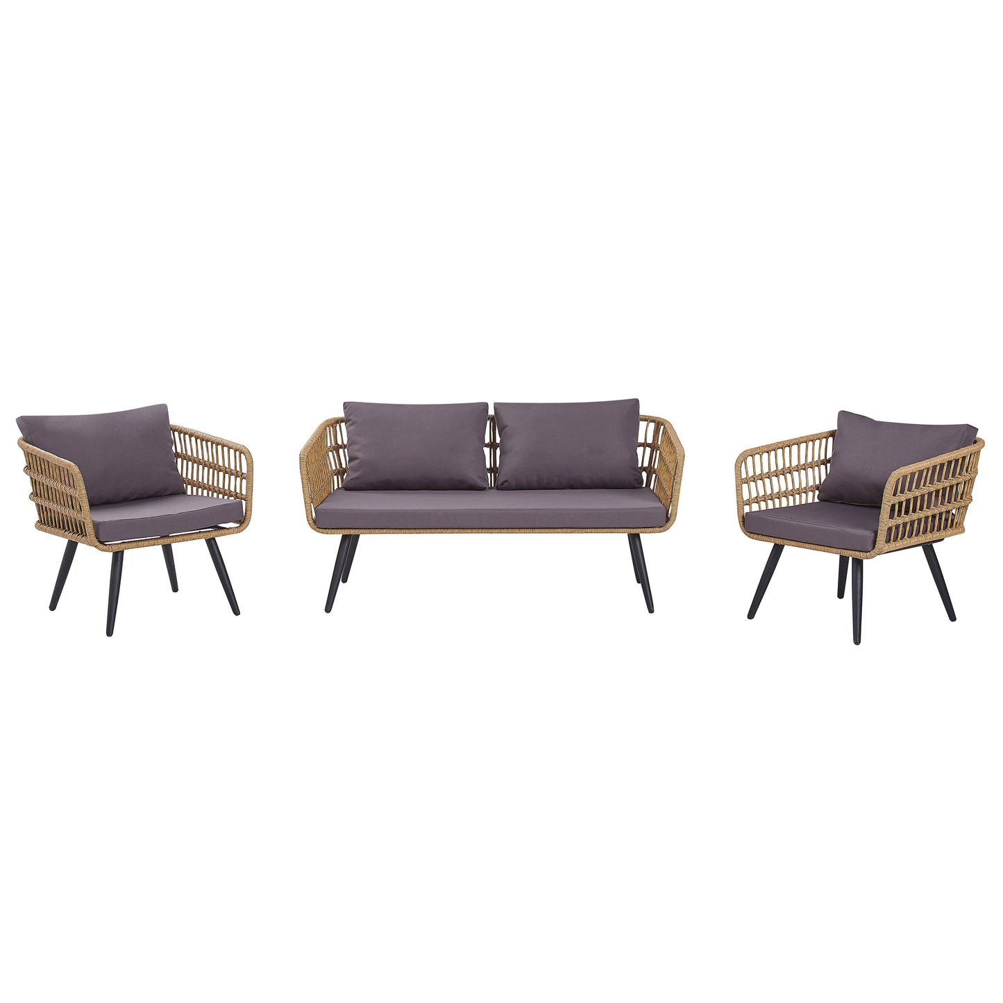 Lounge Set mit Tisch 4-Sitzer FOBELLO Polyrattan Beige