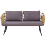 Lounge Set mit Tisch 4-Sitzer FOBELLO Polyrattan Beige