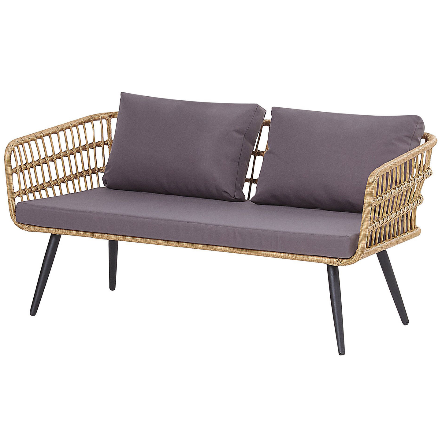 Lounge Set mit Tisch 4-Sitzer FOBELLO Polyrattan Beige