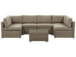 Garten Ecksofa mit Tisch 6-Sitzer BELVEDERE Polyrattan Braun