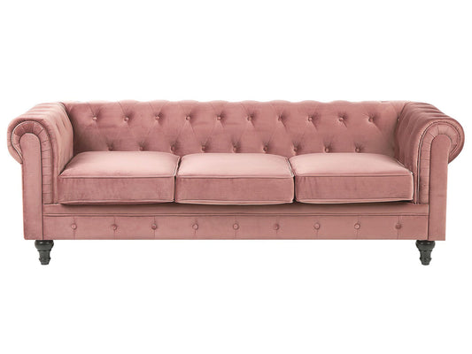 3-Sitzer Sofa Samtstoff rosa CHESTERFIELD