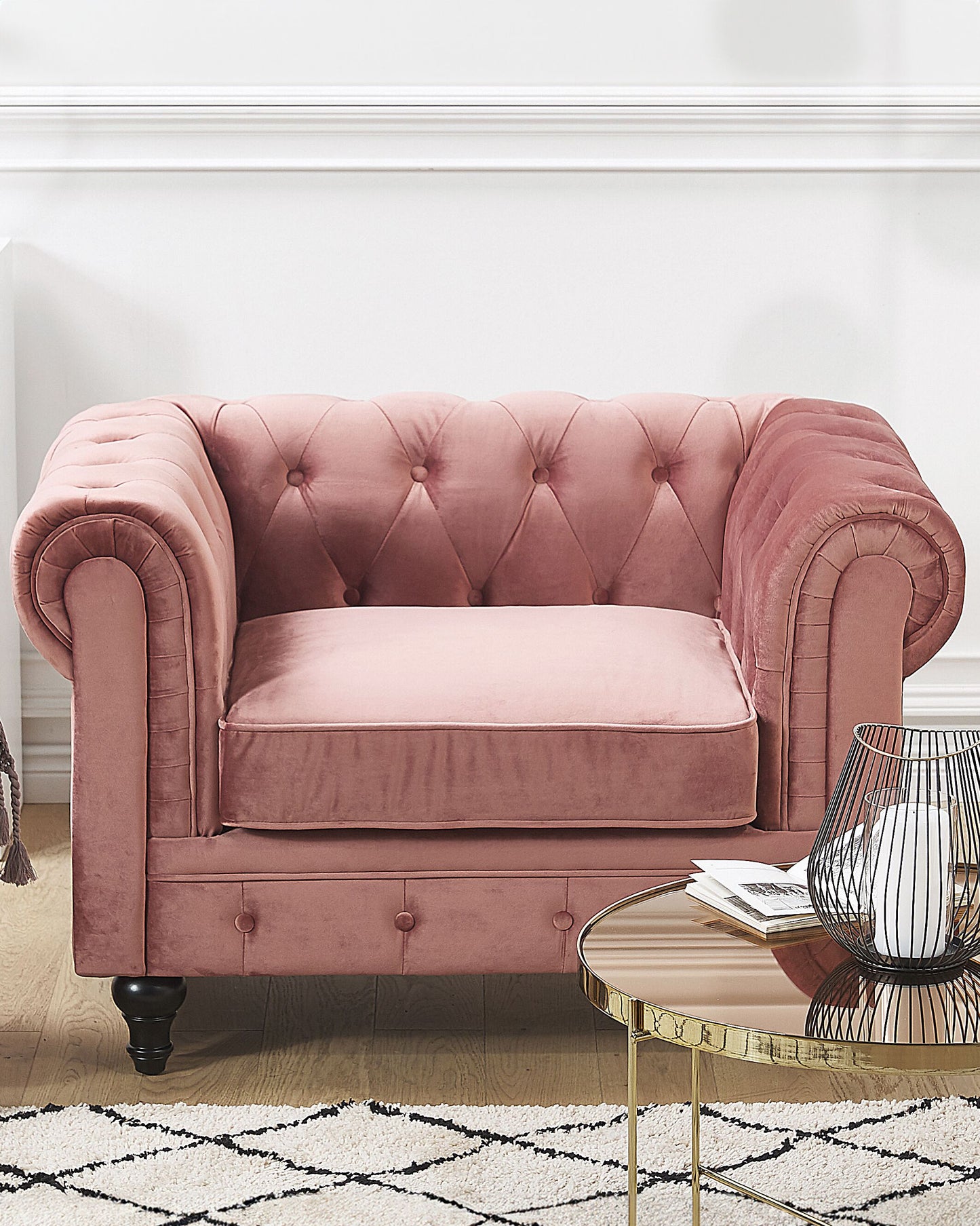 Sessel CHESTERFIELD Samtstoff Rosa