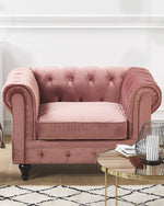 Sessel CHESTERFIELD Samtstoff Rosa