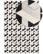 Teppich Kuhfell schwarz / grau 140 x 200 cm Patchwork Kurzflor NARMAN