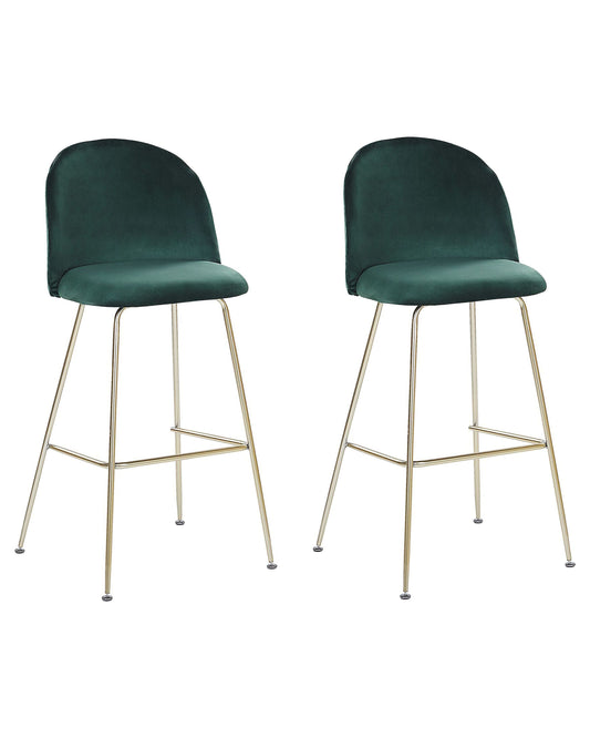 Set mit 2 Barstühlen ARCOLA Samtstoff Smaragdgrün