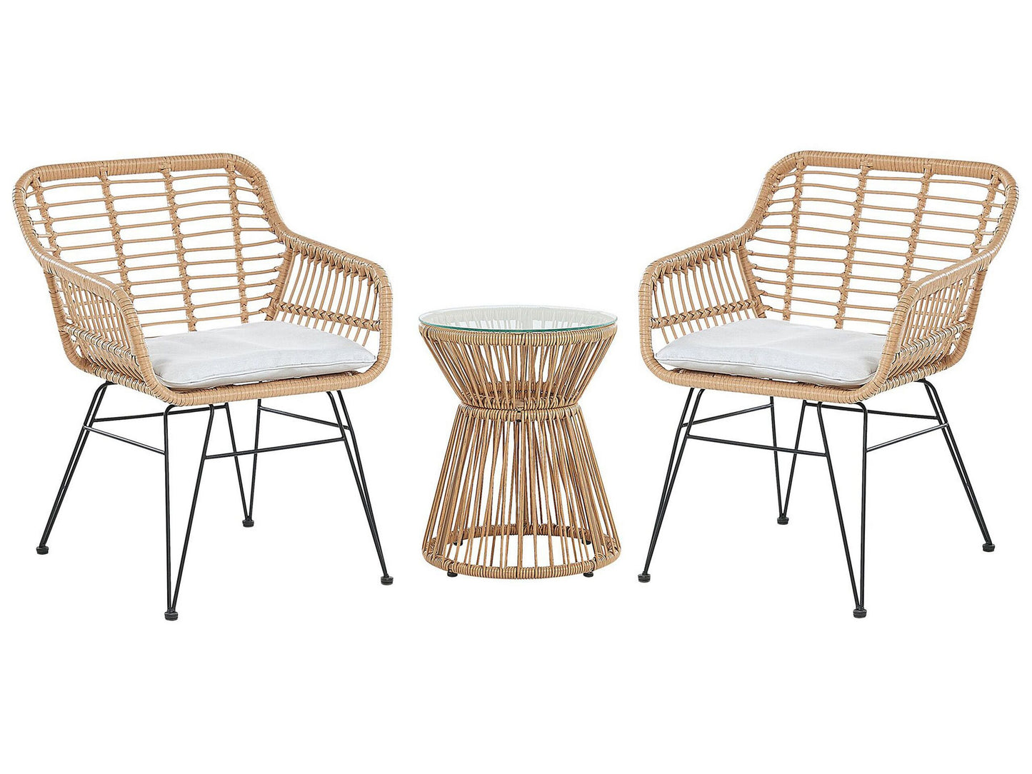 Bistro Set inkl. Kissen TRESTINA Polyrattan Hellbraun