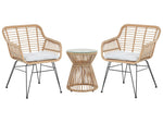 Bistro Set inkl. Kissen TRESTINA Polyrattan Hellbraun