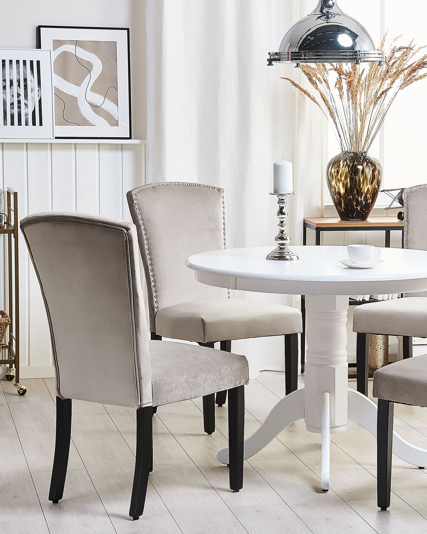 Esszimmerstuhl 2er Set Samtstoff Grau PISECO