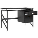Schreibtisch schwarz Glasplatte 117 x 57 cm 2 Schubladen MORITON