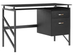 Schreibtisch schwarz Glasplatte 117 x 57 cm 2 Schubladen MORITON