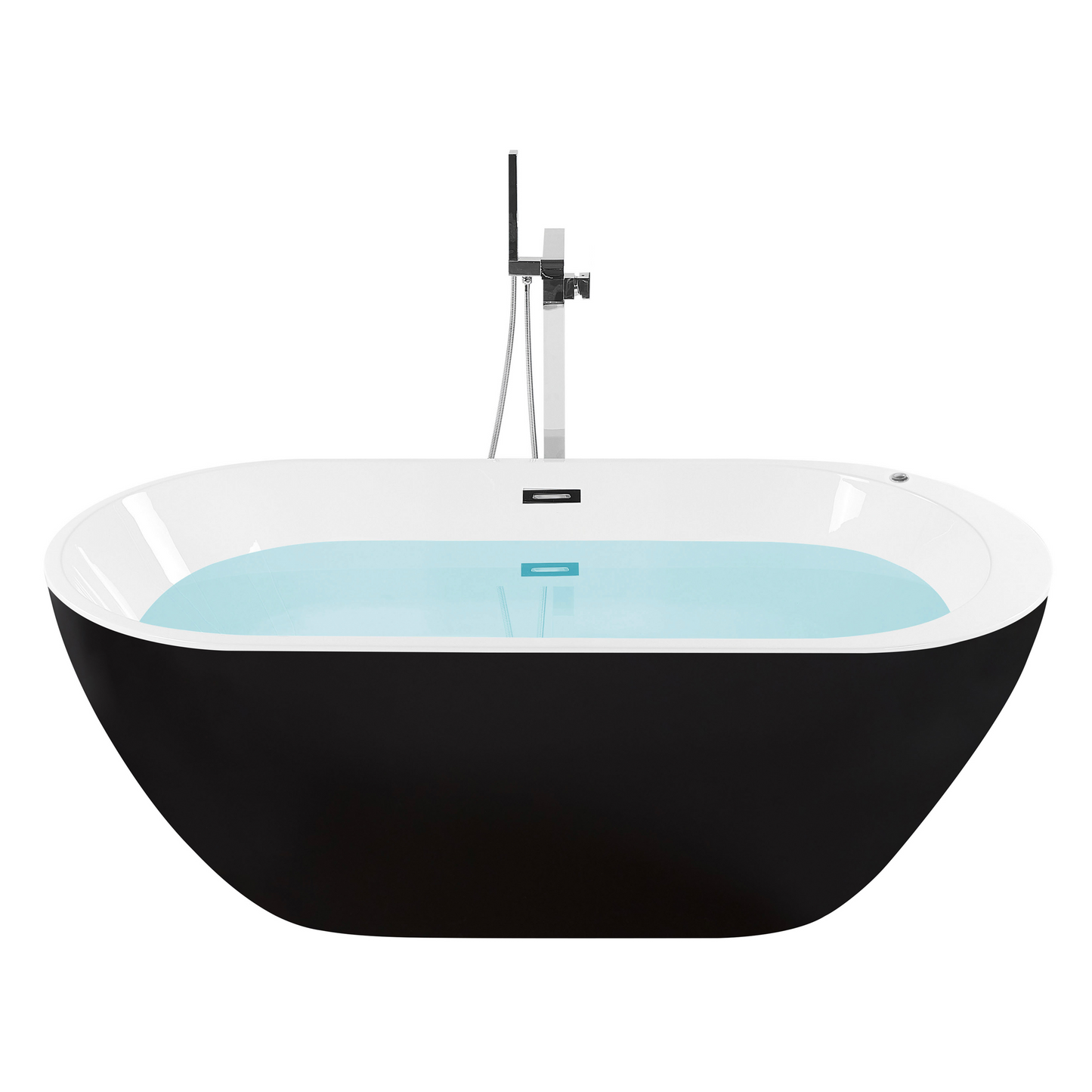 Whirlpool Badewanne freistehend schwarz mit LED 170 x 80 cm NEVIS