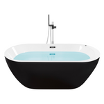 Whirlpool Badewanne freistehend schwarz mit LED 170 x 80 cm NEVIS