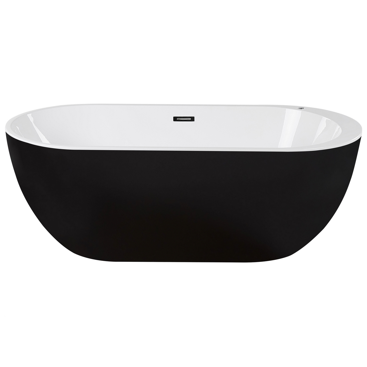 Whirlpool Badewanne freistehend schwarz mit LED 170 x 80 cm NEVIS