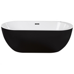 Whirlpool Badewanne freistehend schwarz mit LED 170 x 80 cm NEVIS