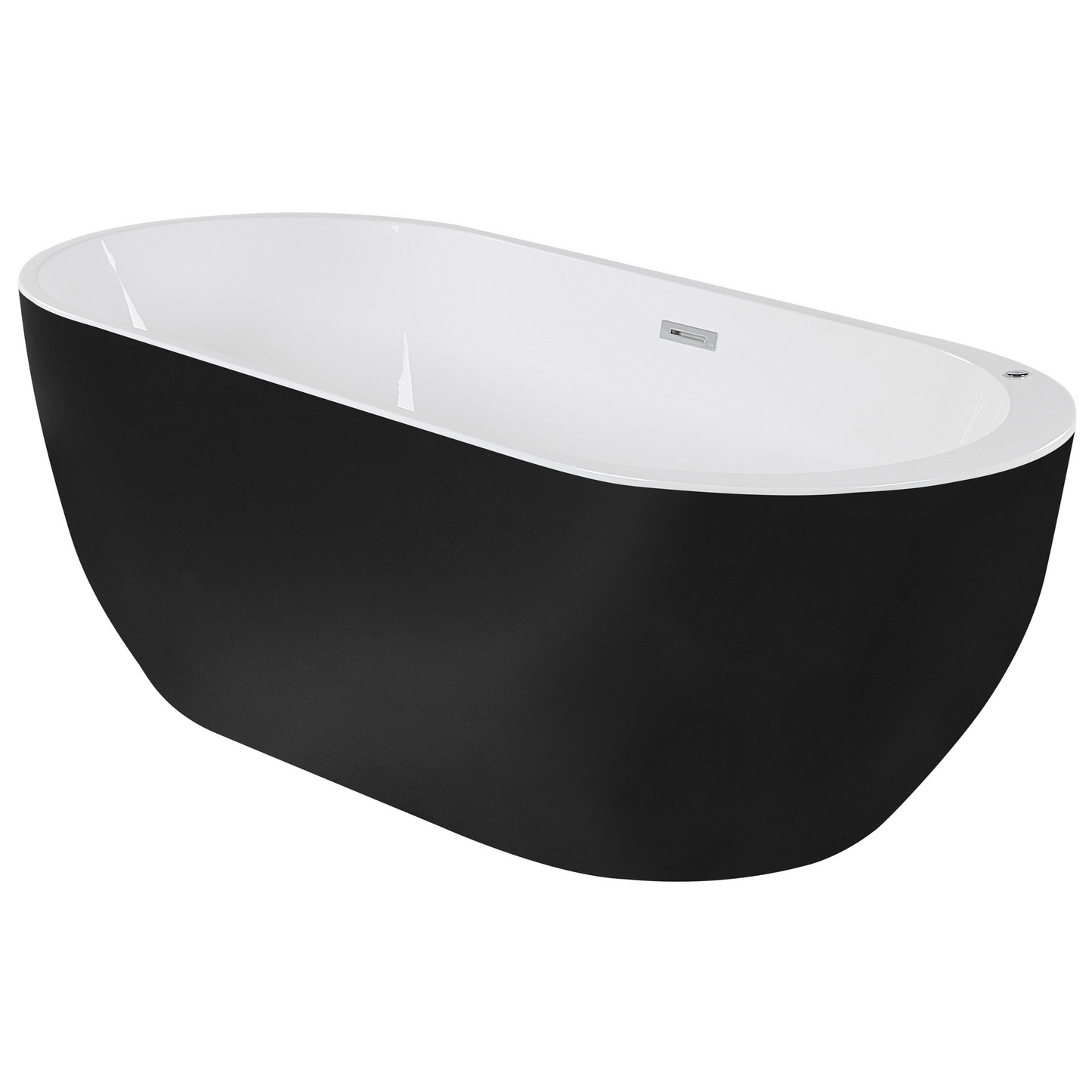 Whirlpool Badewanne freistehend schwarz mit LED 170 x 80 cm NEVIS