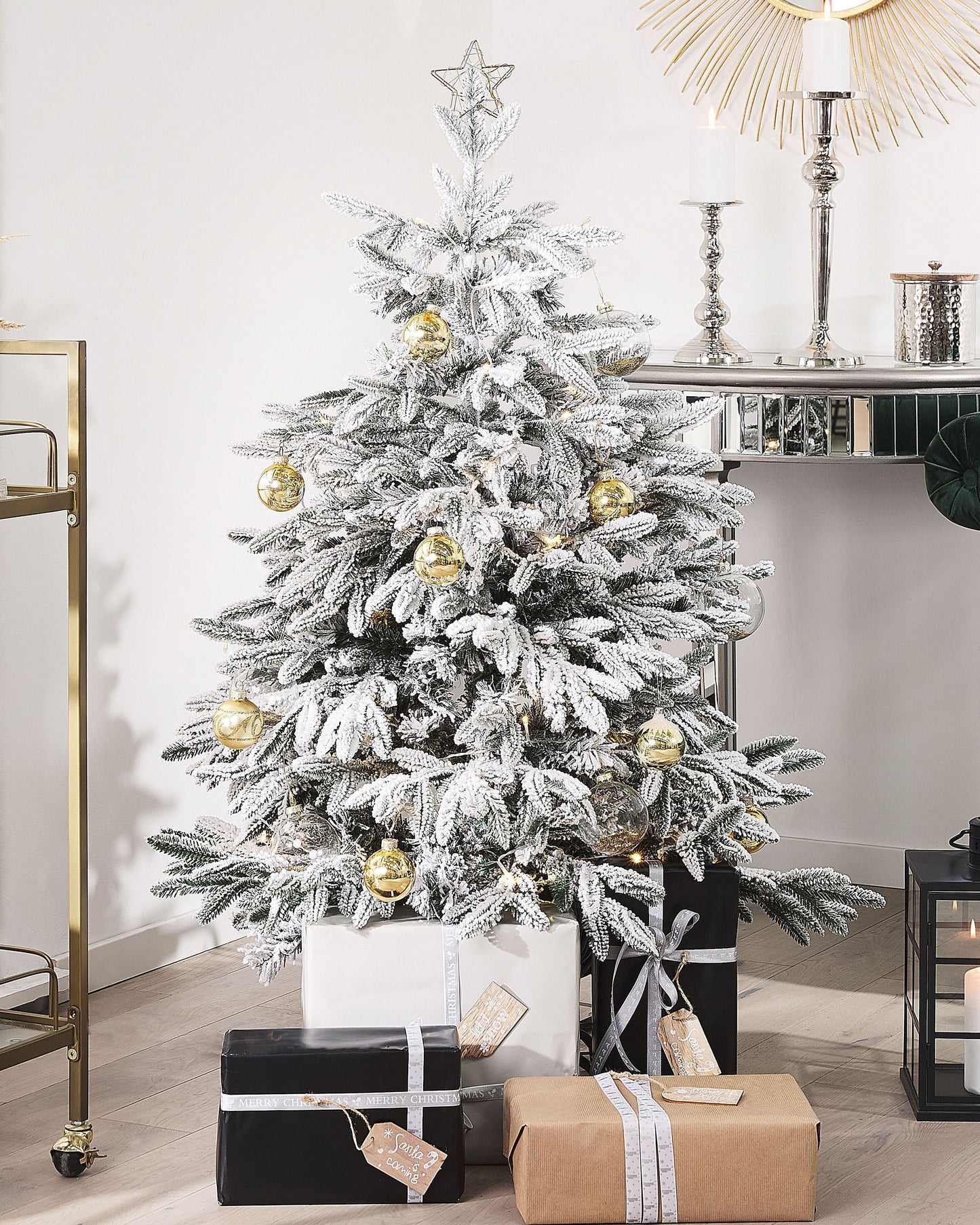 Künstlicher Weihnachtsbaum schneebedeckt 120 cm weiss BASSIE