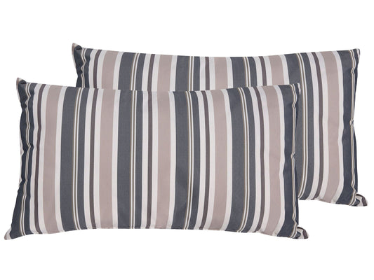Gartenkissen 2er Set KASTOS Streifenmuster 40 x 70 cm Taupe