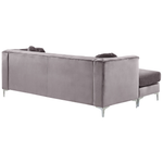 Ecksofa Samtstoff rechtsseitig grau Chesterfield-Design 3-Sitzer FLEN