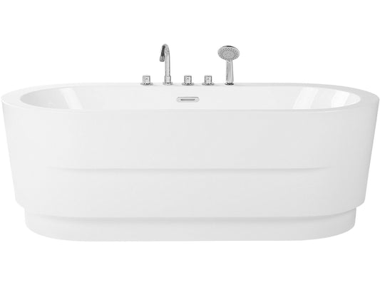Badewanne freistehend weiss mit Armatur oval 170 x 80 cm EMPRESA