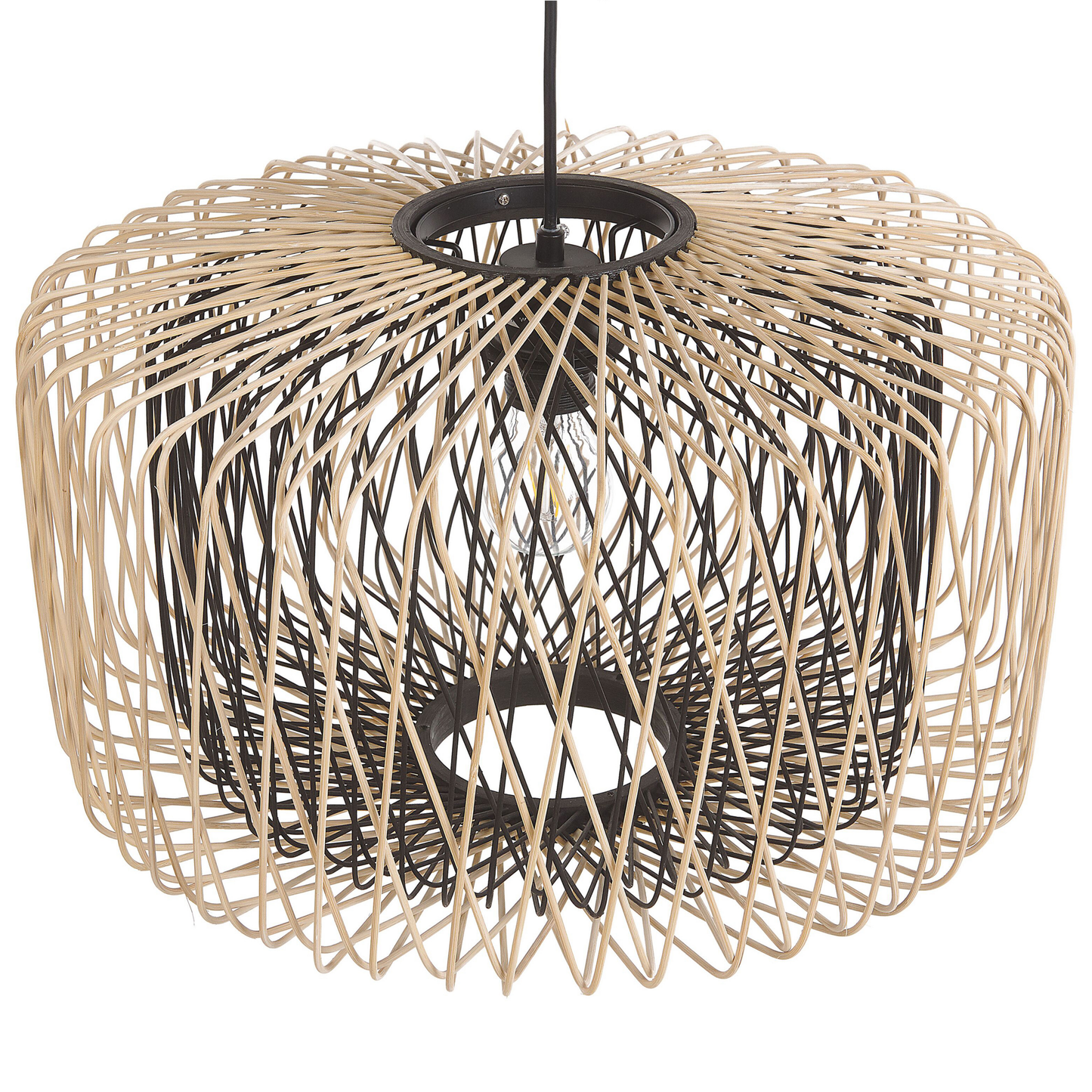 Hängelampe JAVARI Bambusholz Braun / Schwarz