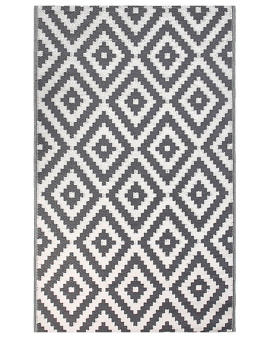 Outdoor Teppich grau 120 x 180 cm geometrisches Muster Kurzflor HAPUR
