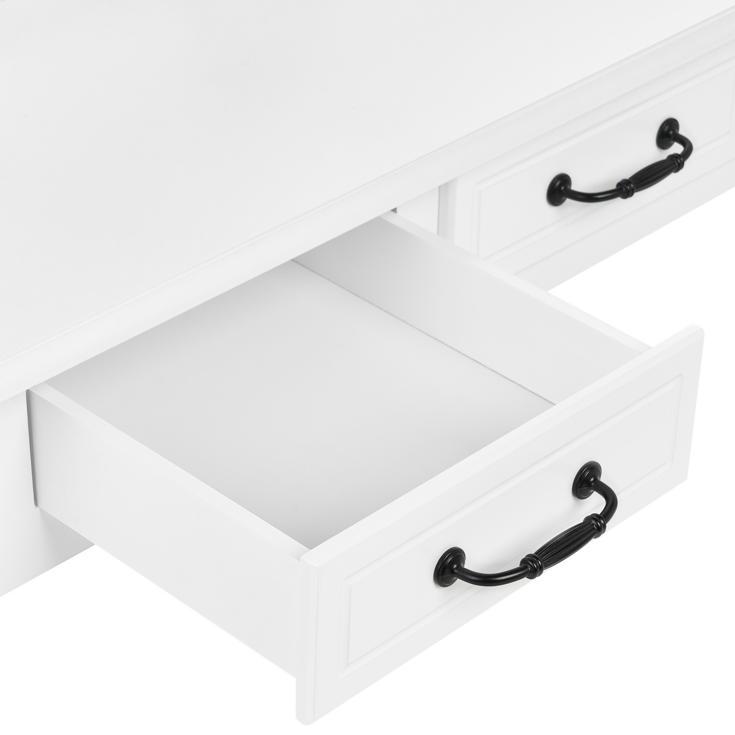 Schminktisch mit rechteckigem Spiegel Hocker 5 Schubladen weiss RAYON
