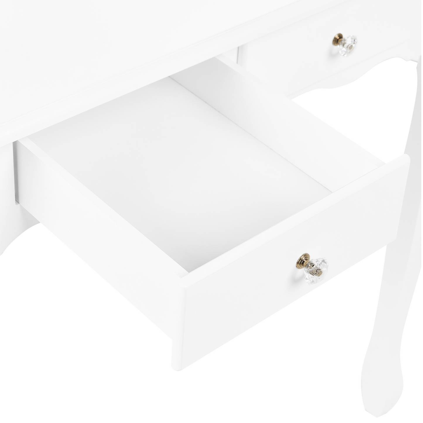Schminktisch mit ovalem Spiegel Hocker 4 Schubladen weiss AMOUR