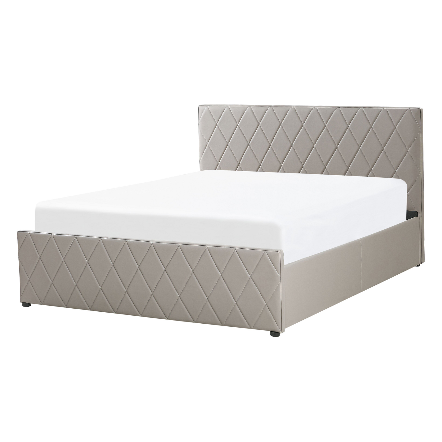 Bett mit Stauraum Kunstleder ROCHEFORT 140 x 200 cm Taupe