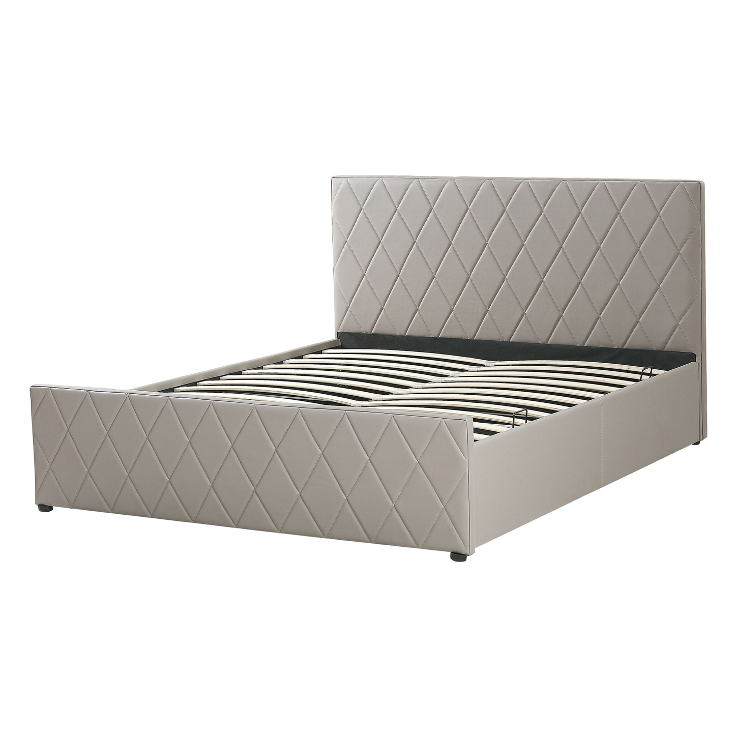 Bett mit Stauraum Kunstleder ROCHEFORT 140 x 200 cm Taupe