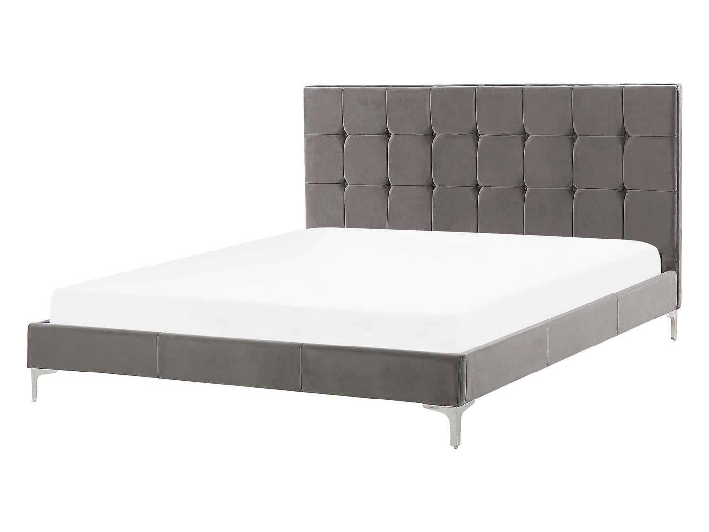 Bett mit Lattenrost Samtstoff AMBERT 140 x 200 cm Grau