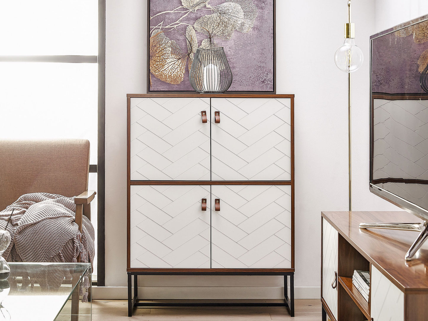 Schrank NUEVA 100 cm Dunkelbraun / Weiss