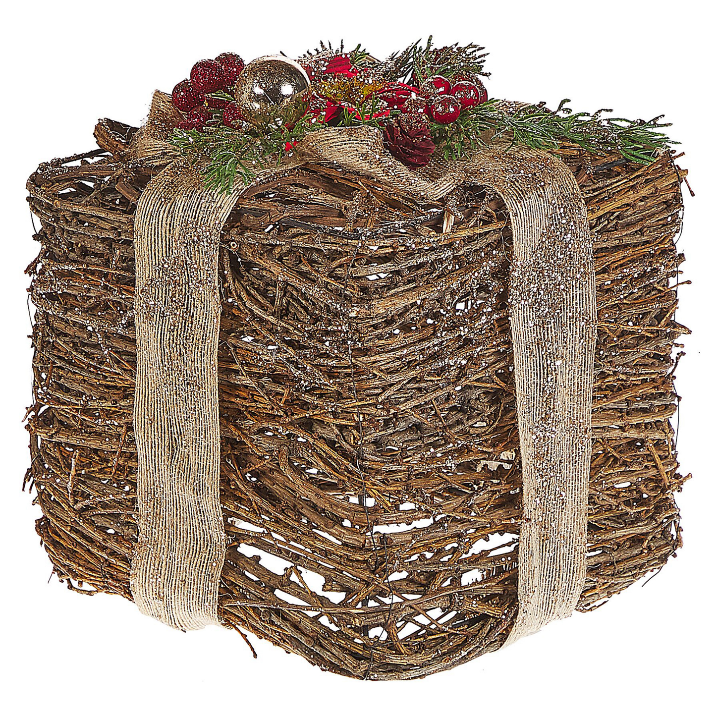 Weihnachtsdeko Rattan rot Geschenk 2er Set INARI