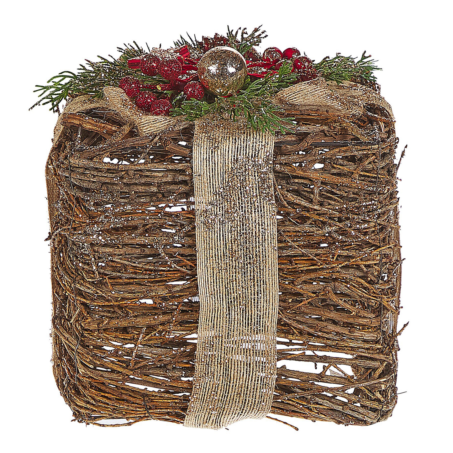 Weihnachtsdeko Rattan rot Geschenk 2er Set INARI