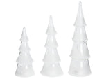 Dekofigur Glas weiss Weihnachtsbaum mit LED-Beleuchtung 3er Set KIERINKI
