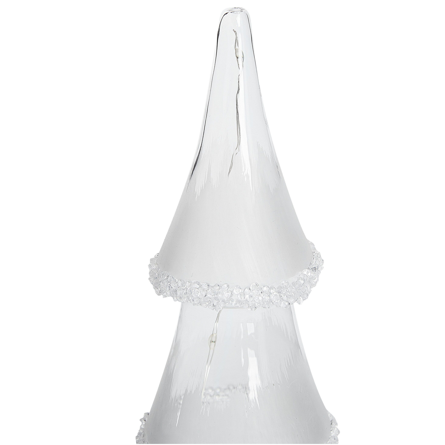 Dekofigur Glas weiss Weihnachtsbaum mit LED-Beleuchtung 3er Set KIERINKI