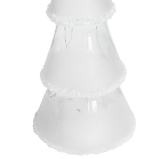 Dekofigur Glas weiss Weihnachtsbaum mit LED-Beleuchtung 3er Set KIERINKI