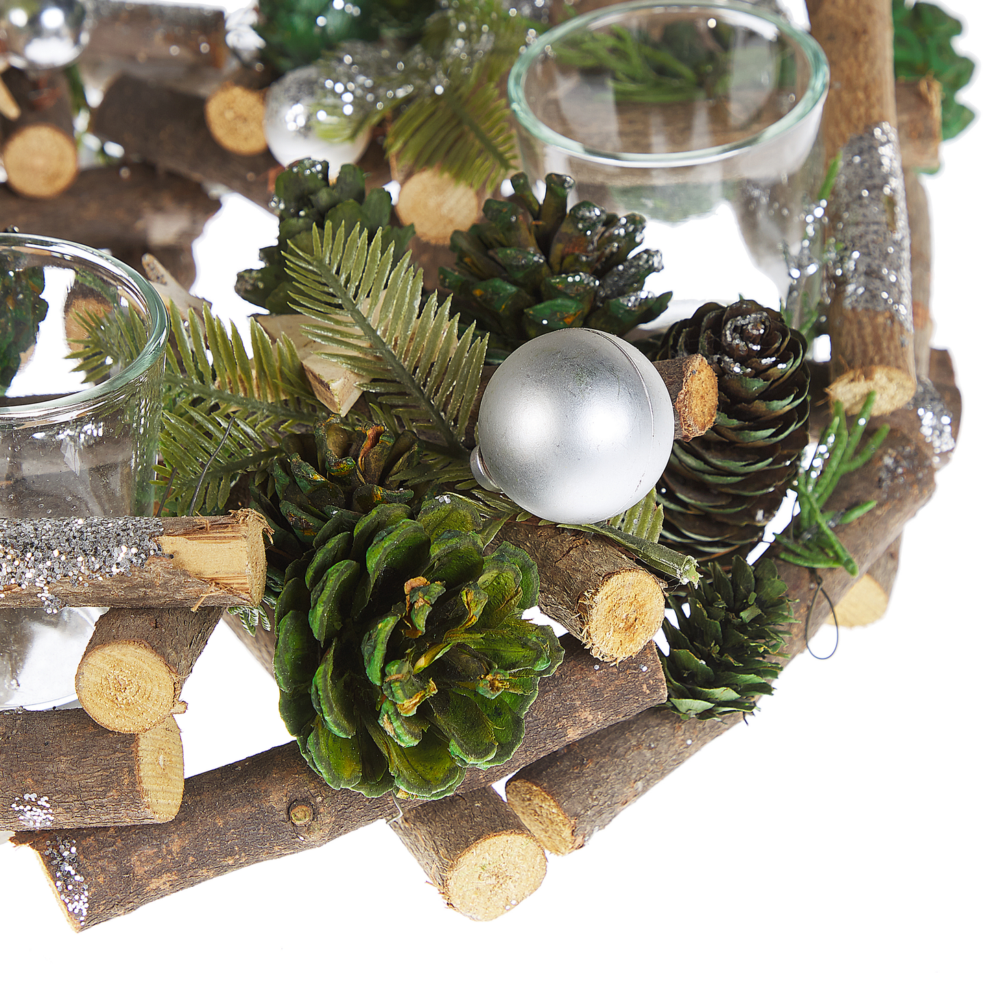 Kerzenständer Kiefernholz grün 4-flammig ⌀ 30 cm JATUNI