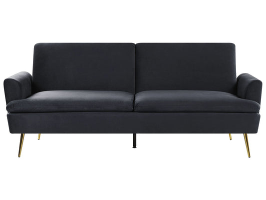 Schlafsofa 3-Sitzer Samtstoff schwarz VETTRE