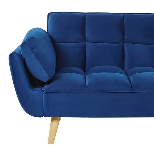 3-Sitzer Schlafsofa Samtstoff marineblau ASBY