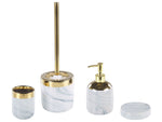 Badezimmer Set 4-teilig Keramik Marmoroptik / gold HUNCAL