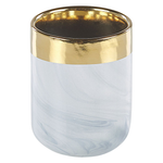 Badezimmer Set 4-teilig Keramik Marmoroptik / gold HUNCAL