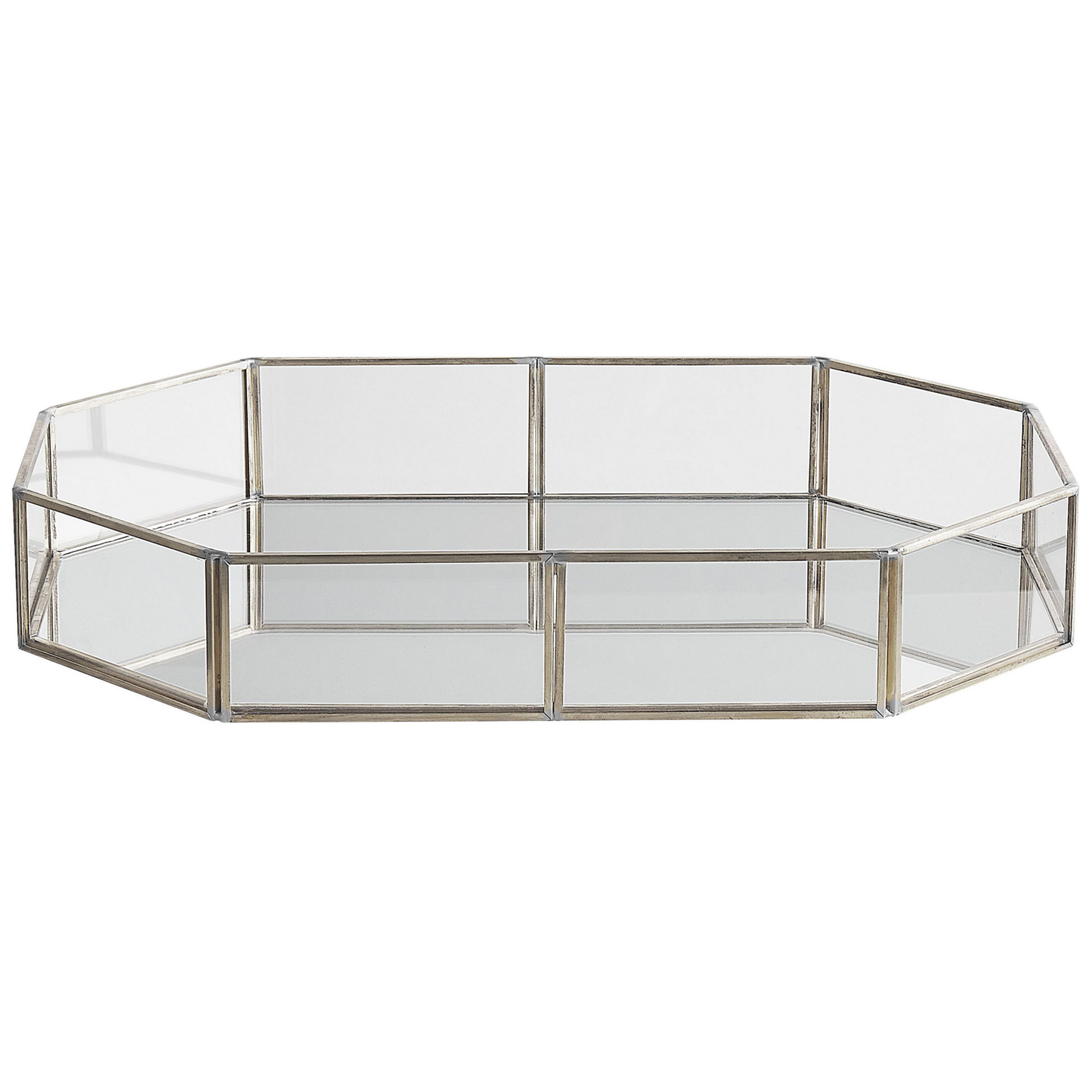 Dekotablett Glas / Edelstahl silber Spiegeleffekt 32 x 22 cm CHABRIS