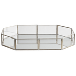 Dekotablett Glas / Edelstahl silber Spiegeleffekt 32 x 22 cm CHABRIS