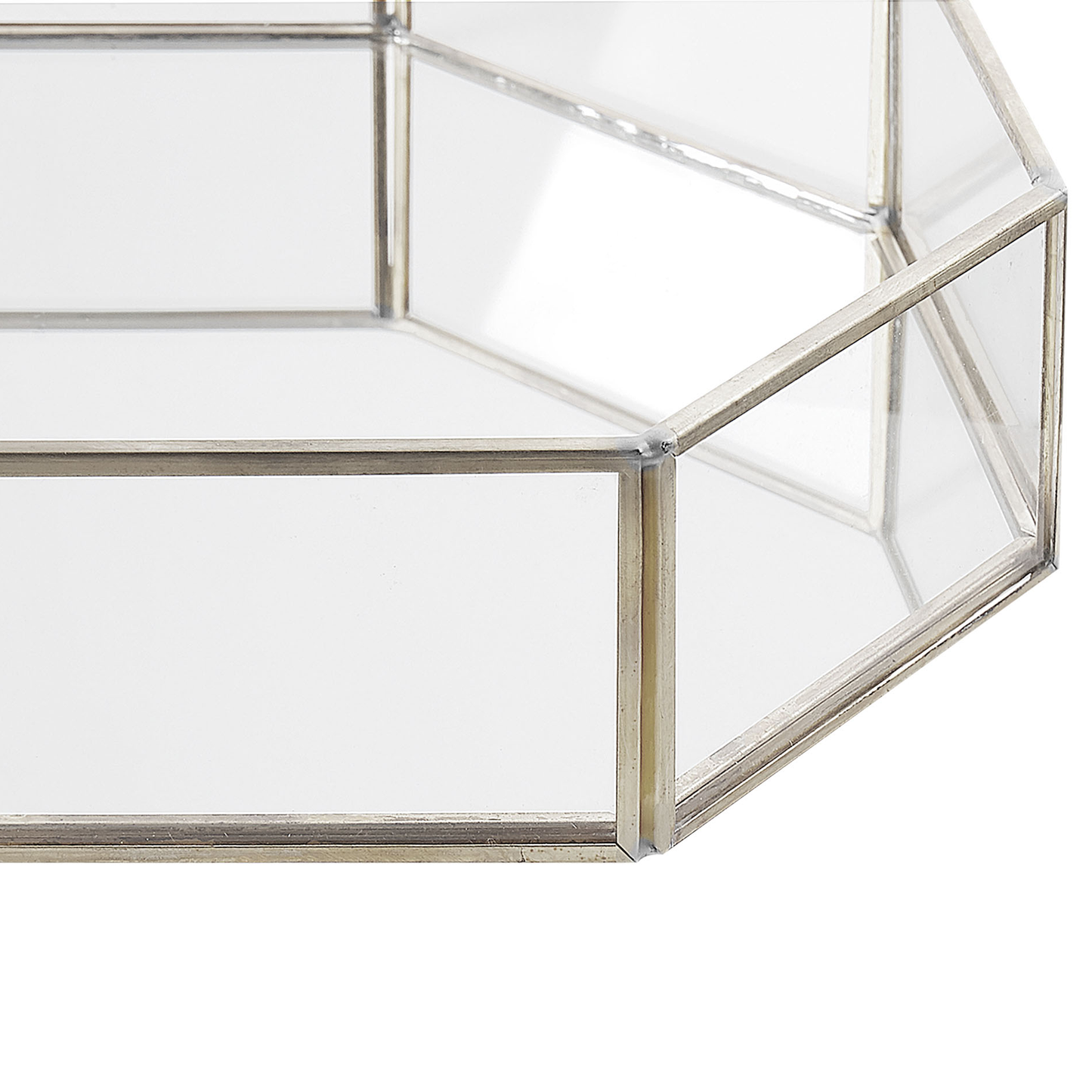Dekotablett Glas / Edelstahl silber Spiegeleffekt 32 x 22 cm CHABRIS