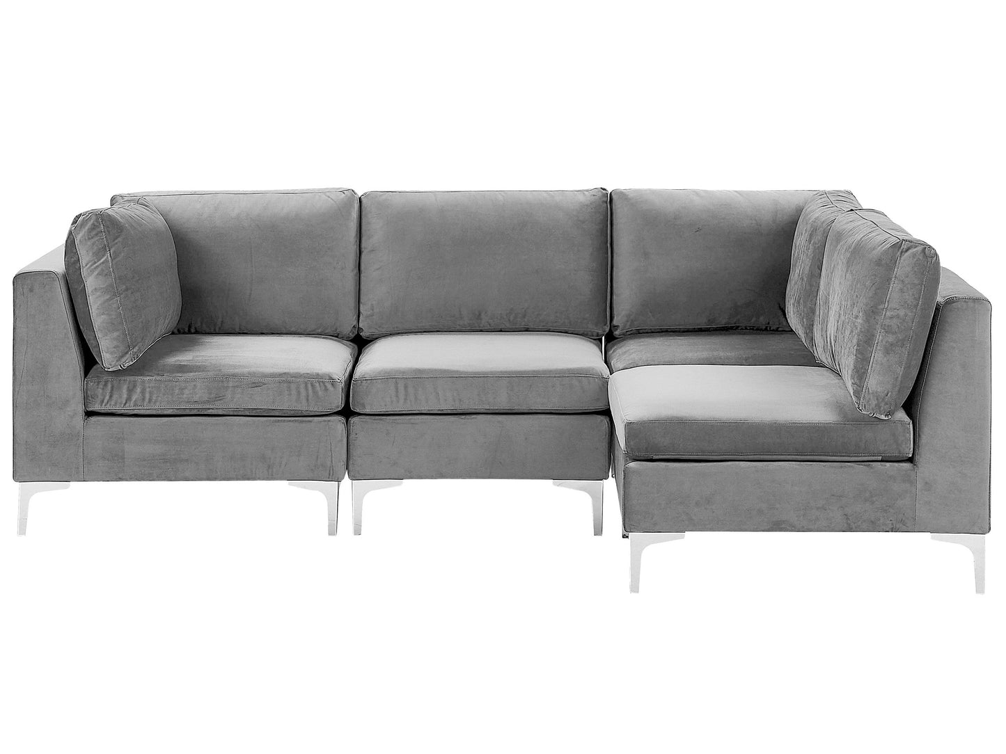 4-Sitzer Ecksofa Samtstoff grau linksseitig EVJA