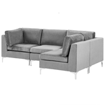 4-Sitzer Ecksofa Samtstoff grau linksseitig EVJA